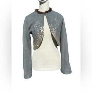 True Meaning Anthropologie Bolero Crop Jacket Sequins